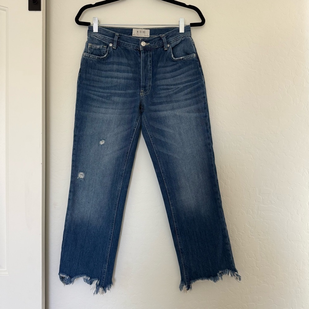 Free People We The‎ Free Women's Denim Jean Pants Distressed Raw Hem Boho Casual
